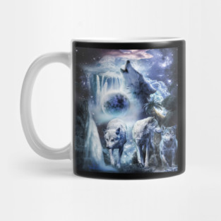 Tropical Wolves Wolf Howling At Moon Mug