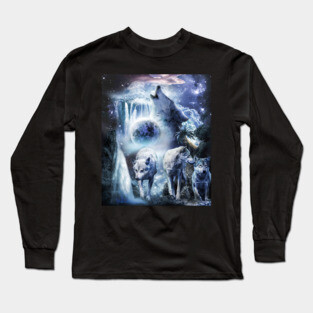 Tropical Wolves Wolf Howling At Moon Long Sleeve T-Shirt