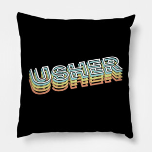 Usher Retro Typography Faded Style Pillow