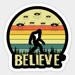 Retro Believe in Bigfoot Sticker