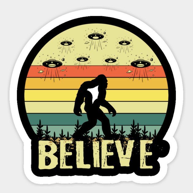 Retro Believe in Bigfoot Sticker by The WYLD Tribe