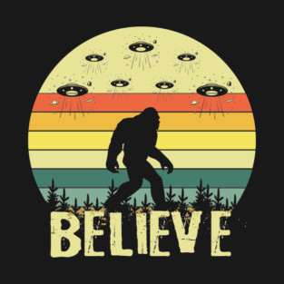 Retro Believe in Bigfoot T-Shirt