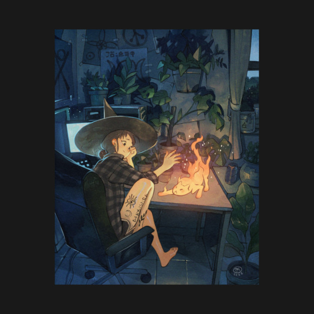 Fire Ghost Kitty by SimzArt