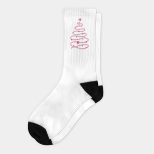 Pink swirly Christmas tree Socks