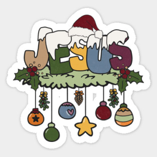 Jesus Santa Christmas Present Sticker