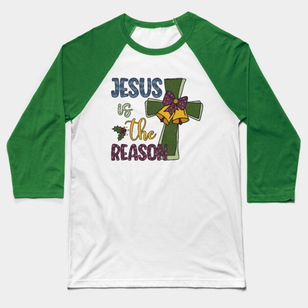 Jesus is The Reason Christmas Present Baseball T-Shirt by The WYLD Tribe
