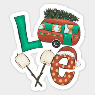 Camping Love Christmas Presents Sticker