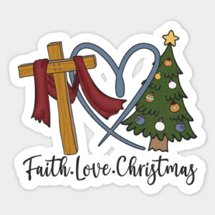 Faith Love Jesus Christmas Present Sticker