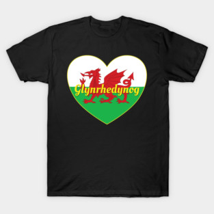 Glynrhedynog Cymru UK Baner Cymru Calon T-Shirt