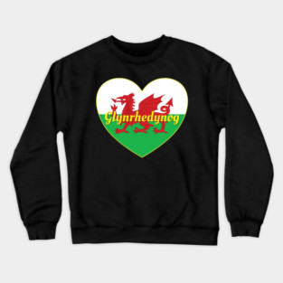 Glynrhedynog Cymru UK Baner Cymru Calon Crewneck Sweatshirt