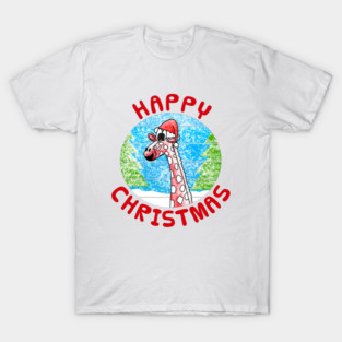Christmas Giraffe Wildlife Xmas T-Shirt