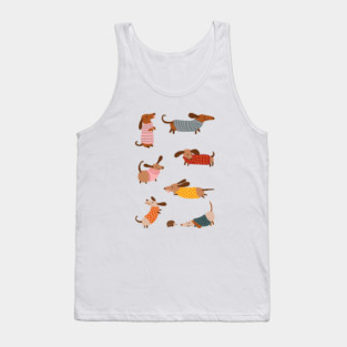 Cute Dachshunds in Winter Sweaters Tank Top