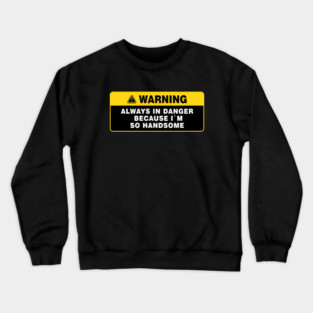 Always in Danger Because Im so Handsome Warning Crewneck Sweatshirt