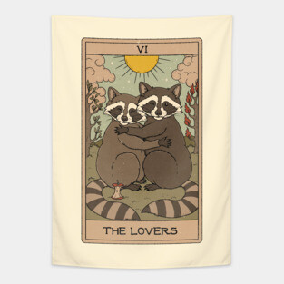 The Lovers - Raccoons Tarot Tapestry