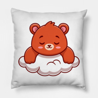 Cute Bear Sleeping On Cloud Cartoon Pillow