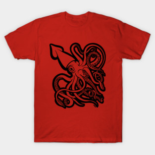 Giant Squid Architeuthis Black Outline T-Shirt