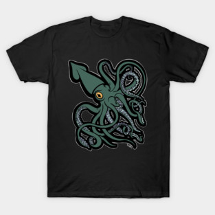 Green Giant Squid Architeuthis flat color T-Shirt