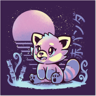 RetroWave Red Panda Posters and Art
