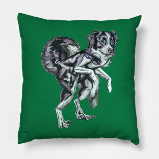 Border Collie Velociraptor Pillow