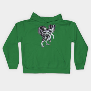 Border Collie Velociraptor Kids Hoodie