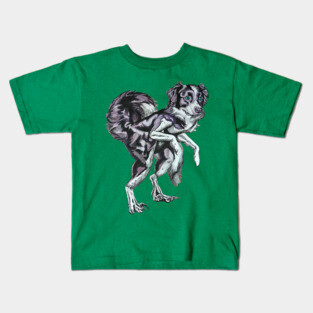 Border Collie Velociraptor Kids T-Shirt