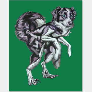 Border Collie Velociraptor Posters and Art
