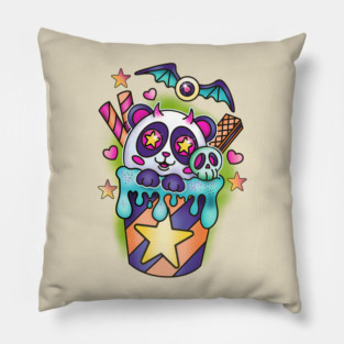 Spooky panda boba tea Pillow