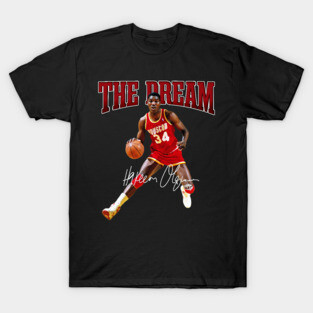 Hakeem Olajuwon The Dream Basketball Legend Signature Vintage Retro 80s 90s Bootleg Rap Style T-Shirt