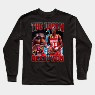 Hakeem Olajuwon The Dream Basketball Legend Signature Vintage Retro 80s 90s Bootleg Rap Style Long Sleeve T-Shirt