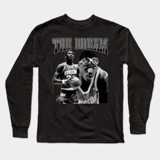 Hakeem Olajuwon The Dream Basketball Legend Signature Vintage Retro 80s 90s Bootleg Rap Style Long Sleeve T-Shirt
