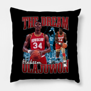 Hakeem Olajuwon The Dream Basketball Legend Signature Vintage Retro 80s 90s Bootleg Rap Style Pillow
