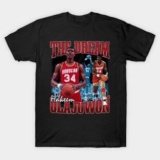 Hakeem Olajuwon The Dream Basketball Legend Signature Vintage Retro 80s 90s Bootleg Rap Style T-Shirt