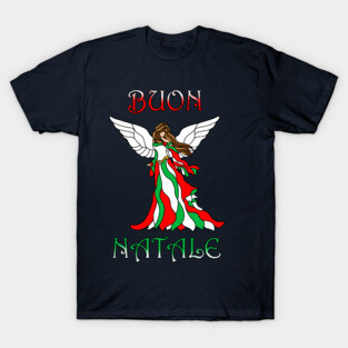 Buon Natale Stained Glass Italian Christmas Angel T-Shirt