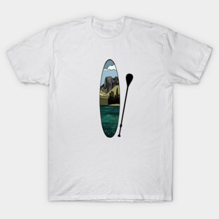 Stand up paddle board - mountain lake vertical T-Shirt