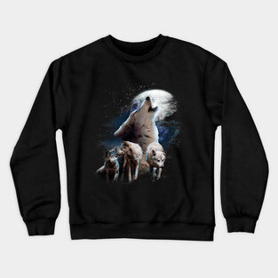 Space Wolves Cosmic Snow Wolf Howling At Moon Crewneck Sweatshirt