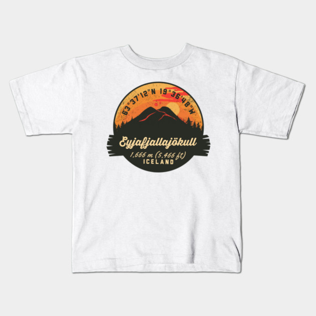 Eyjafjallajökull Iceland Volcano Souvenirs Badge Kids T-Shirt by Mountainfad