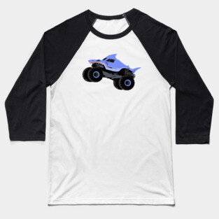 Monster Truck Megalodon Illustration Baseball T-Shirt