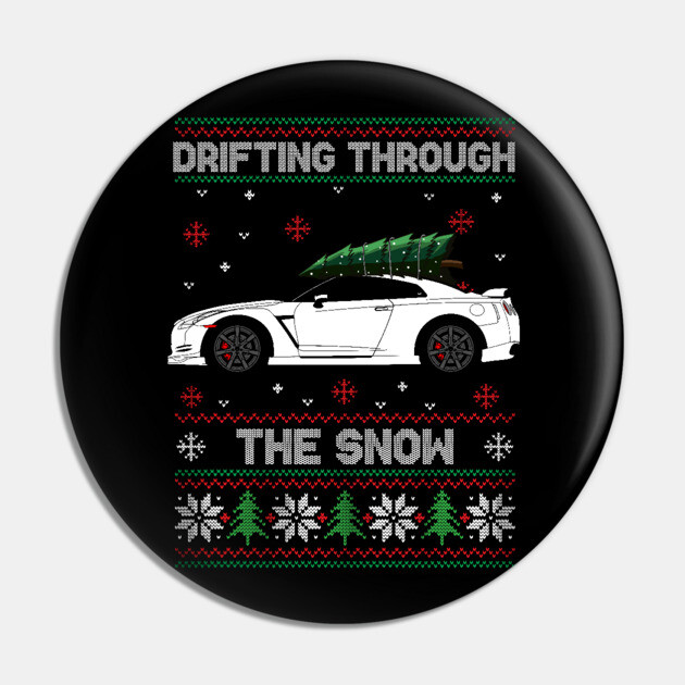 Christmas Ugly Sweater R35 GTR Skyline Drifting through the snow
