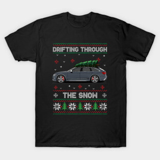 Funny Xmas Ugly Sweater - Drifting through the Snow - RS6 Car T-Shirt