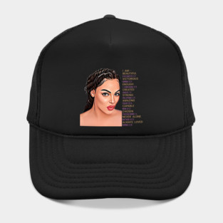 I am beautiful, victorious, enough, created, strong, amazing, capable, chosen, never alone, always loved Hat