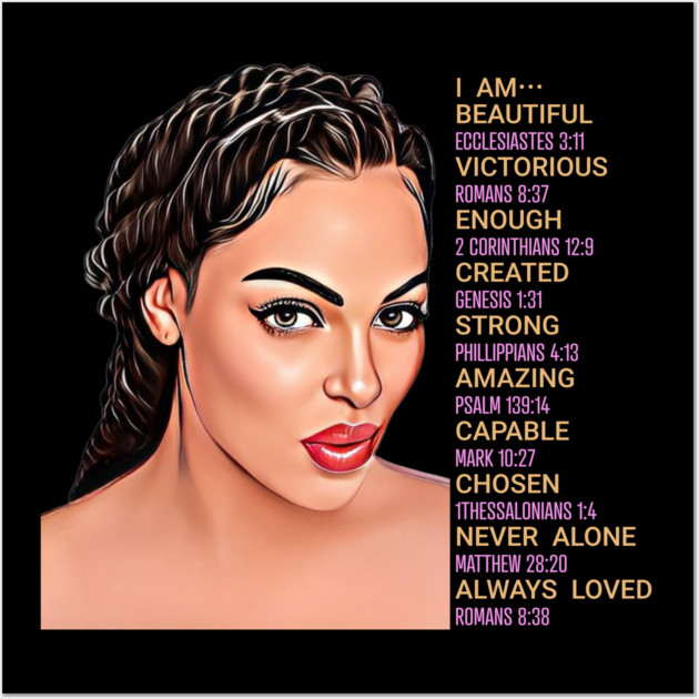 I am beautiful, victorious, enough, created, strong, amazing, capable, chosen, never alone, always loved Wall Art by UrbanLifeApparel