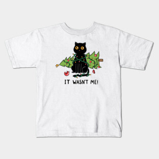Cat and Christmas tree Kids T-Shirt