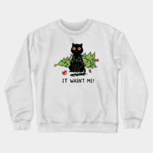 Cat and Christmas tree Crewneck Sweatshirt