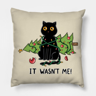 Cat and Christmas tree Pillow