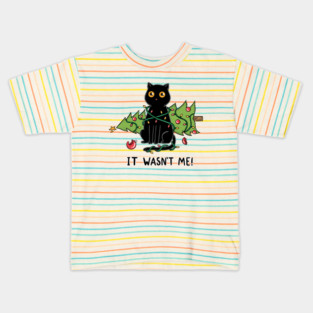 Cat and Christmas tree Kids T-Shirt