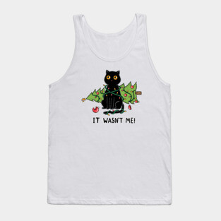 Cat and Christmas tree Tank Top