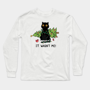 Cat and Christmas tree Long Sleeve T-Shirt