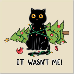 Cat and Christmas tree Posters and Art