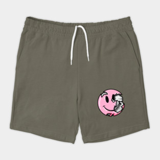 Creepy Pastel Goth Pink Smiley Face Skull Emoji Shorts