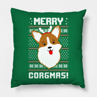 Merry Corgmas Christmas Sweater Corgi Christmas Gift Pillow